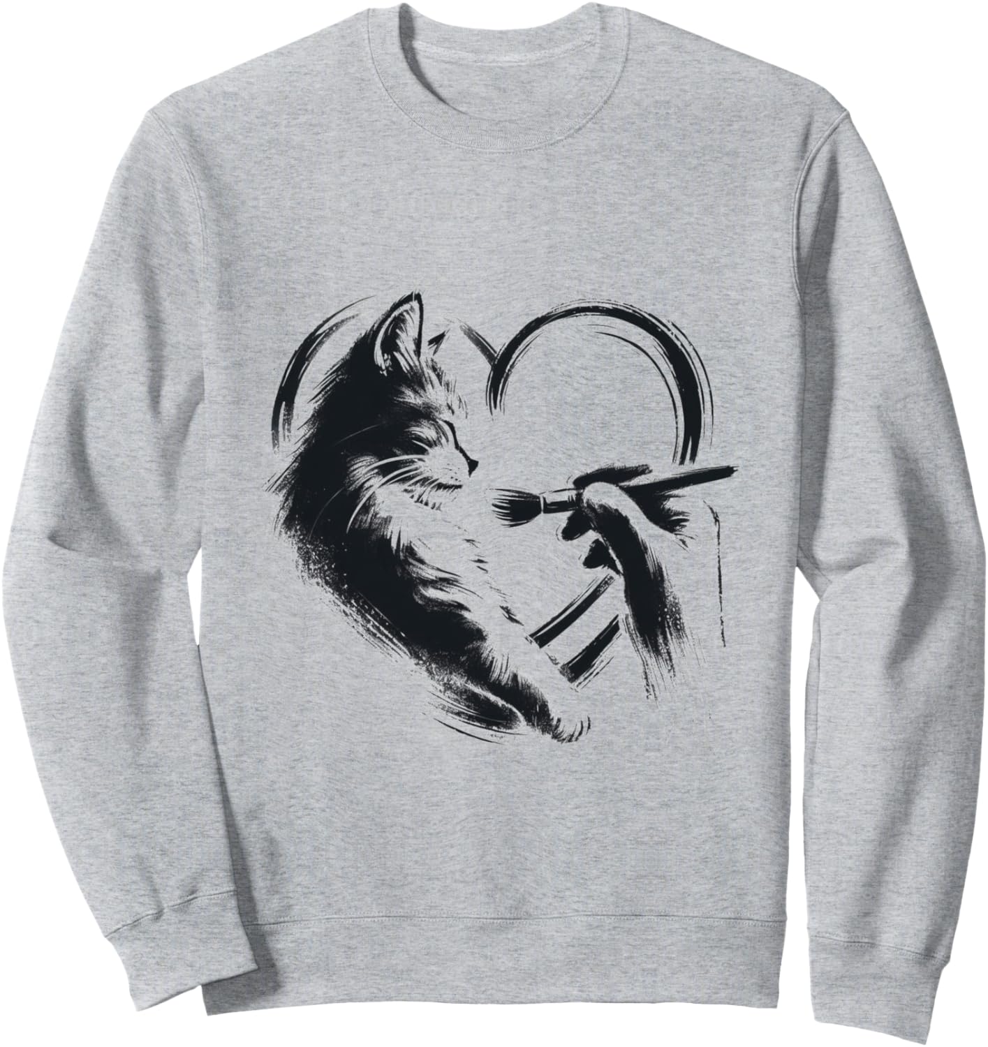 

Толстовка с милым и пушистым дизайном в стиле «Кошачья любовь» Cat Love Designs By Drosoman, серый