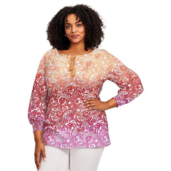 

Топ с омбре принтом для женщин plus size Avenue, Warm Ombre Paisley