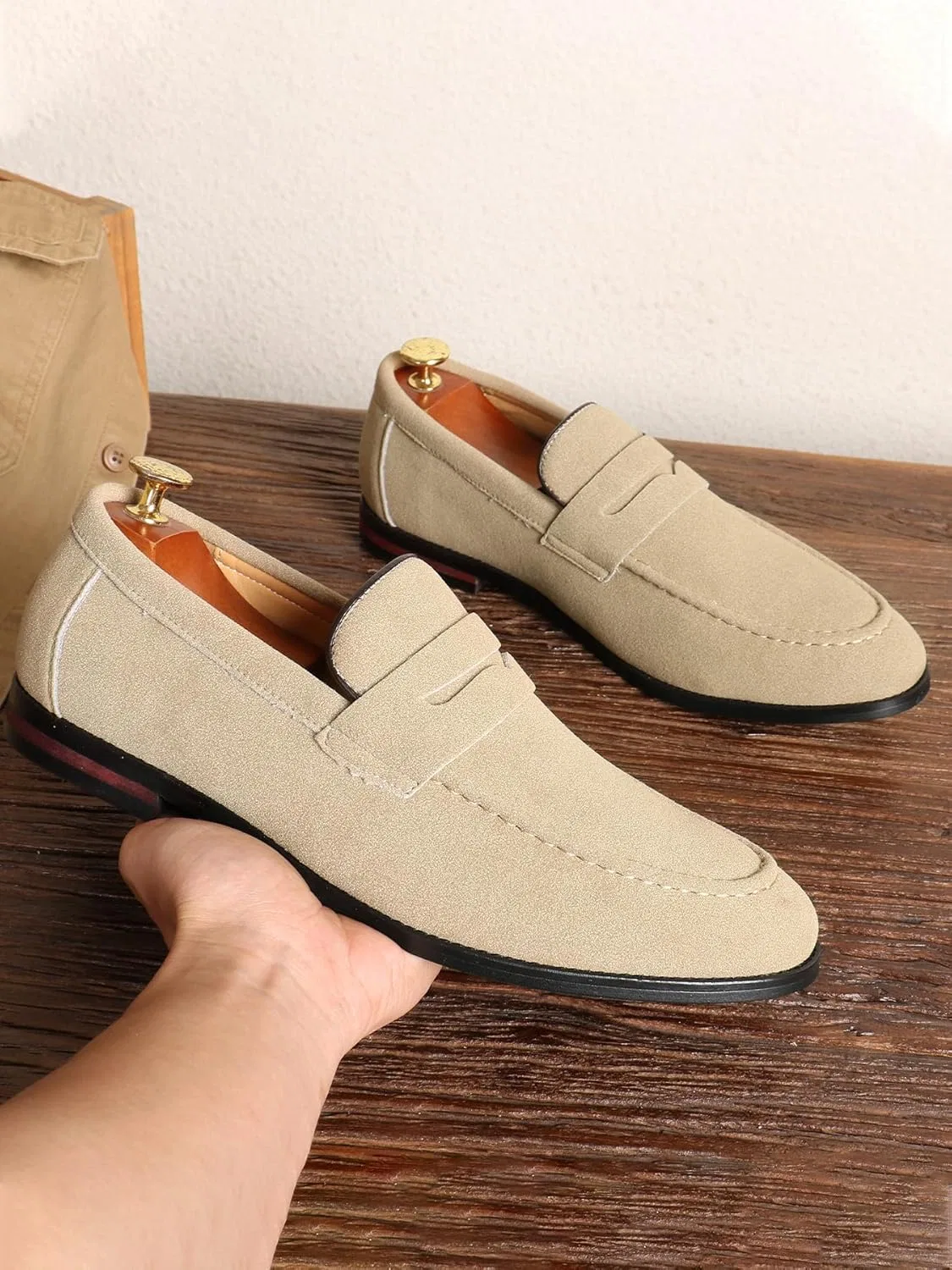 Лоферы кожаные Santimon Penny Loafers, бежевый — фото 2