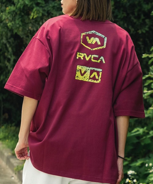 

Мужская футболка с коротким рукавом, эффектом потертости и принтом логотипа RVCA, бургундия