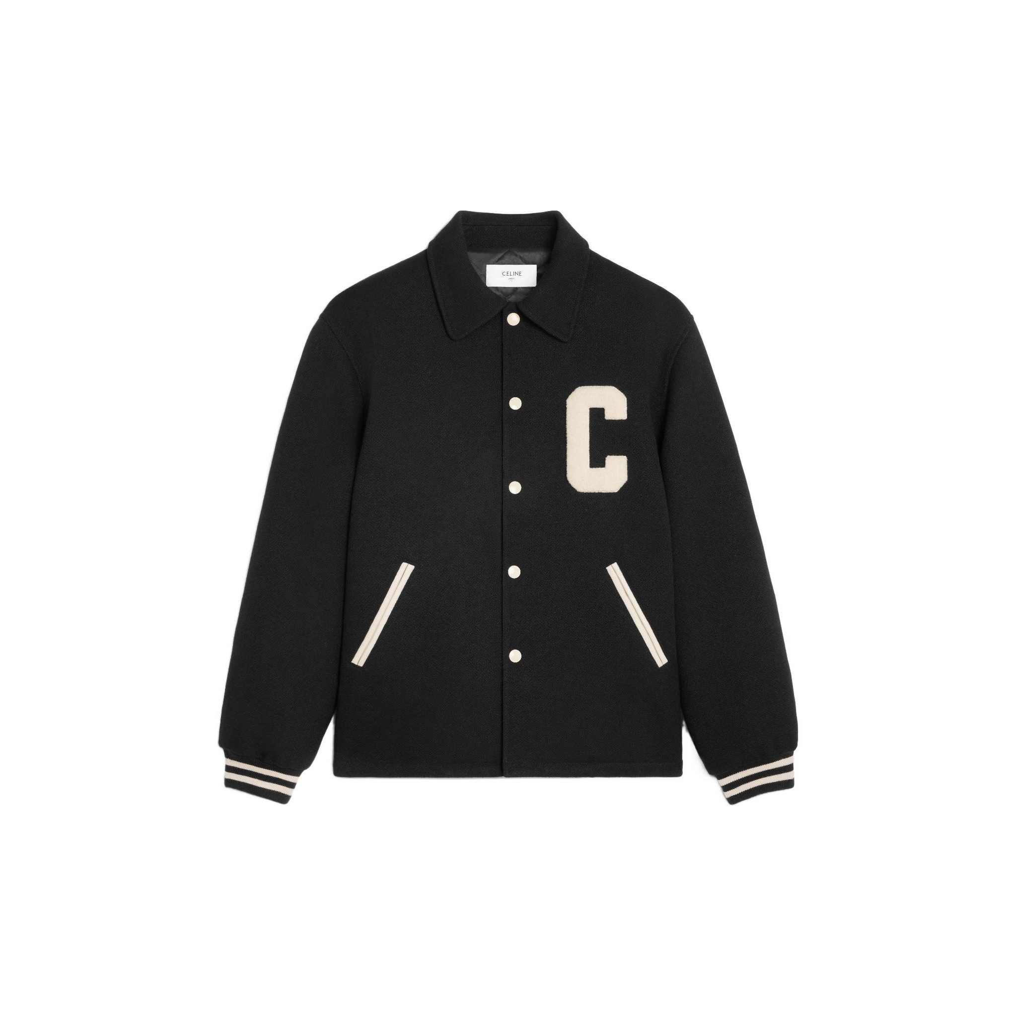 

CELINE Бейсбольная куртка из фактурной шерсти, Black
