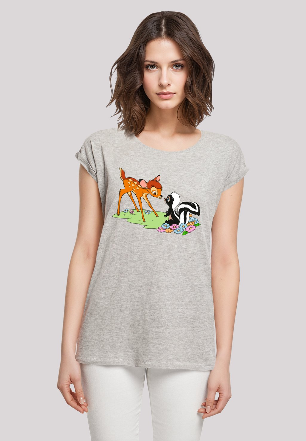 

Футболка с принтом DISNEY BAMBI FLOWER F4NT4STIC, серый