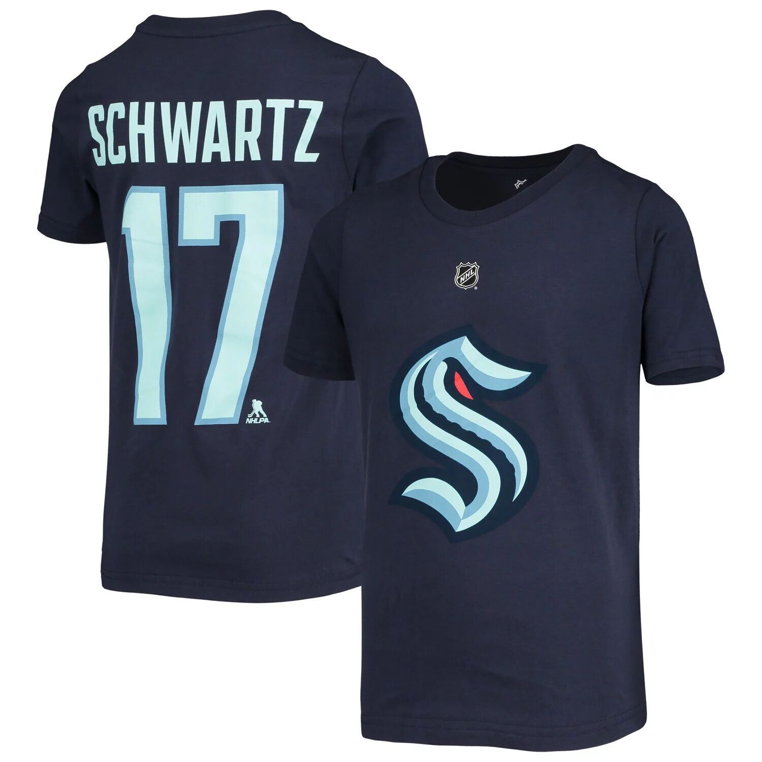 

Молодежная футболка Jaden Schwartz Deep Sea Seattle Kraken с именем и номером Outerstuff