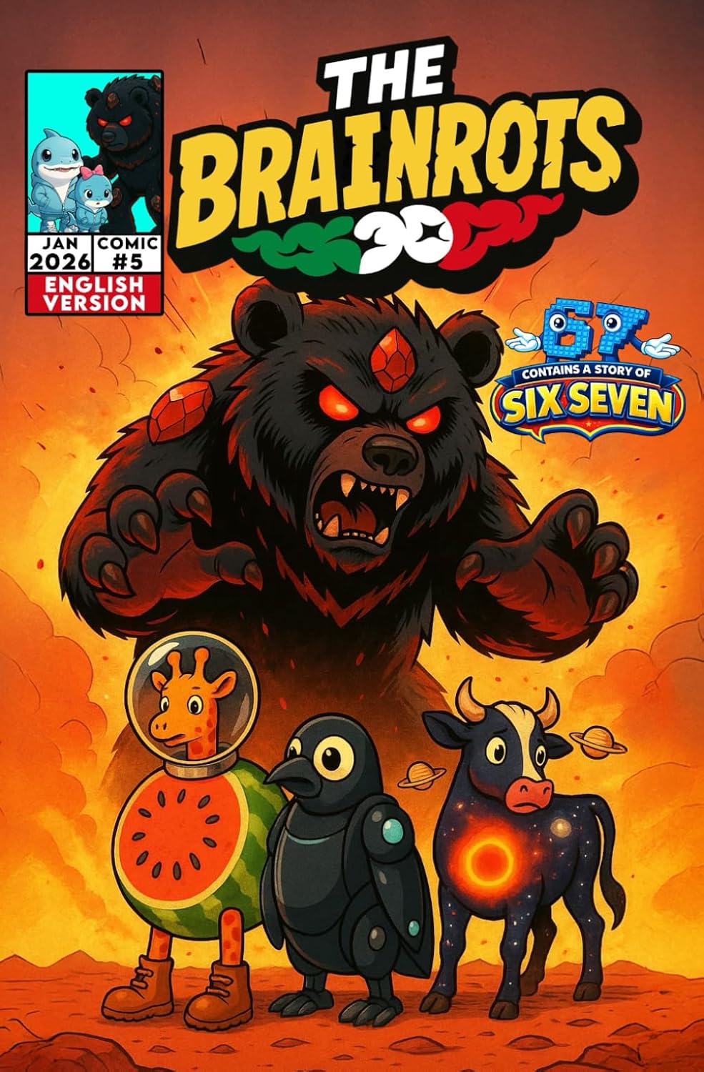 

THE BRAINROTS #5 - Issue Five - The comic of the Italian Brainrot characters [English Version]: 3 Comic Stories in Italian [First appearance of 67 ... the Brainrot characters [ English Version ]) (Independently published)