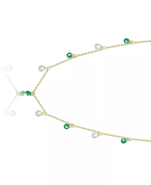 

Ожерелье с подвеской, покрытой 14-каратным золотом, перламутром и зелеными кубическими цирконами Rachel Glauber, green