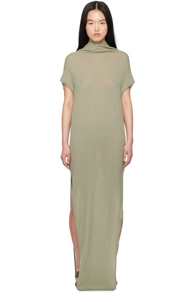 

Макси-платье Hollywood SL Crater Rick Owens, цвет celadon