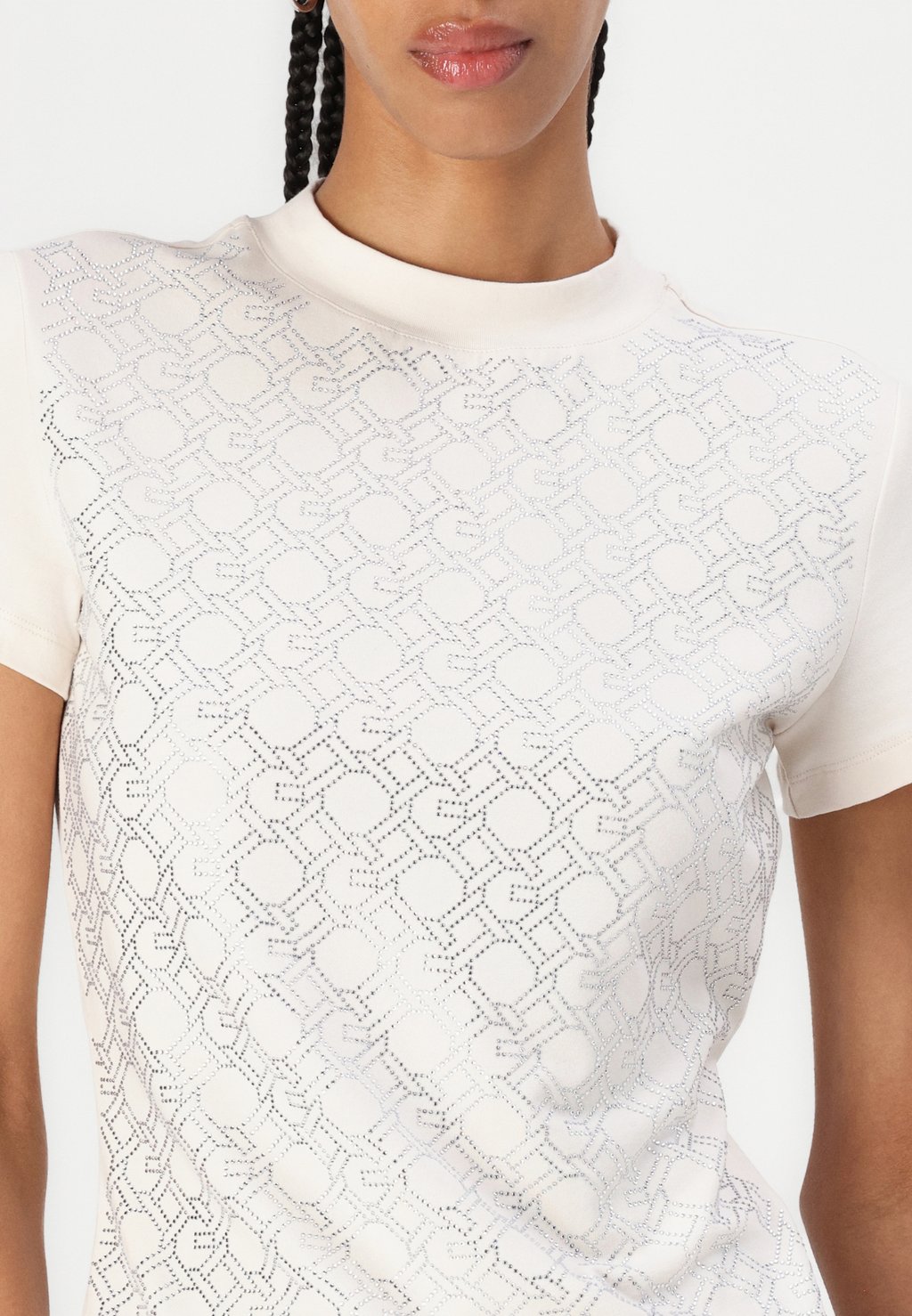 

Футболка с принтом MOCK NECK Guess, бежевый