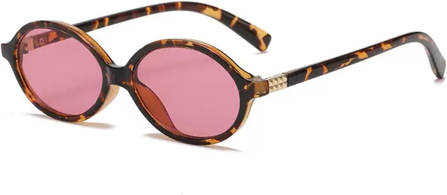 

Овальные солнцезащитные очки для женщин, модный ретро-стиль 90-х, винтажные круглые солнцезащитные очки в стиле рейв для женщин и мужчин, милые и стильные VOLZIOTUS, Tortoise Frame Pink Lens