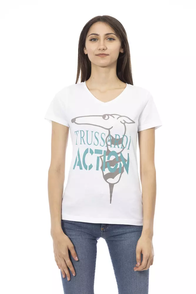 

Белый хлопковый женский топ Trussardi