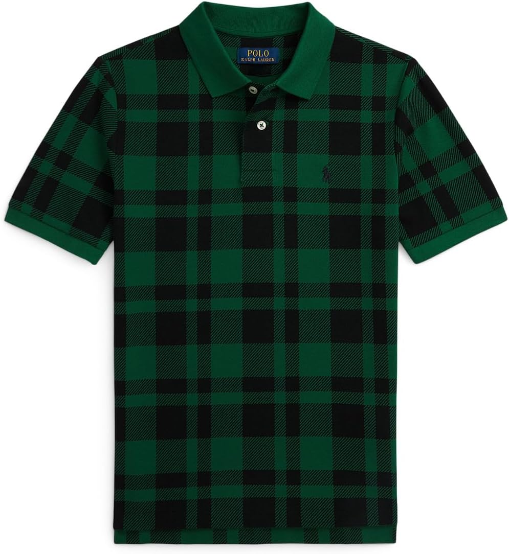 

Рубашка-поло из хлопковой сетки в клетку Polo Ralph Lauren Kids, Green