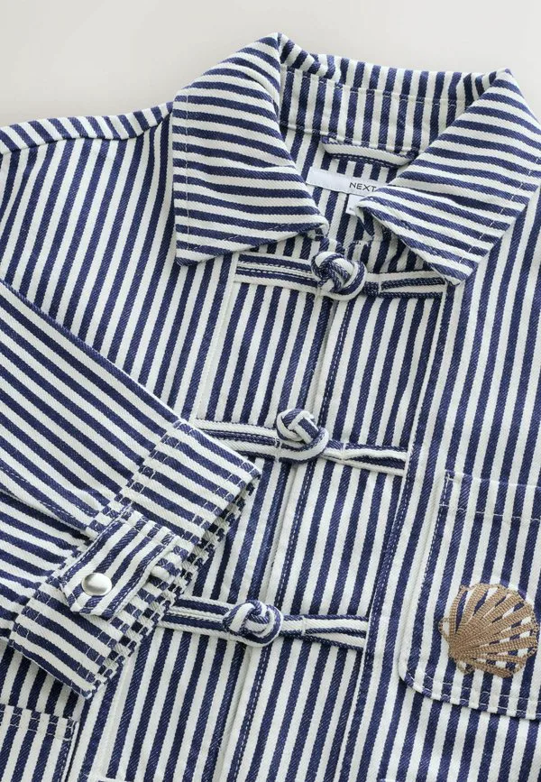 Летняя куртка в полоску с вышивкой, стандартного кроя. Next, Blue And White Stripe — фото 2