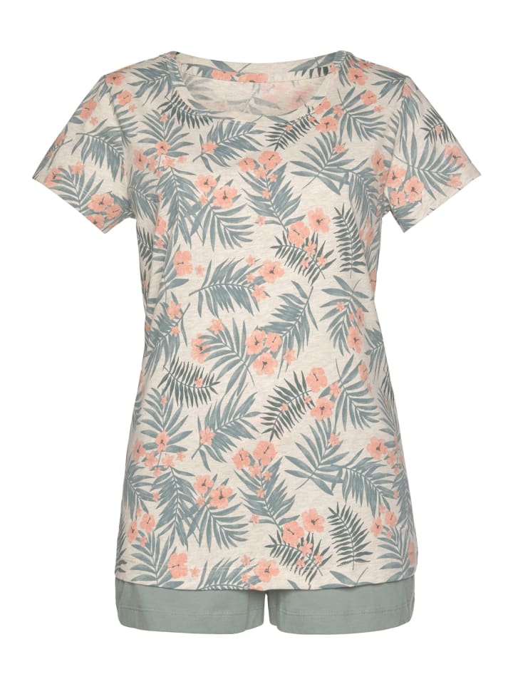 

LASCANA Коротенькие шорты с принтом нефритово-зеленого цвета