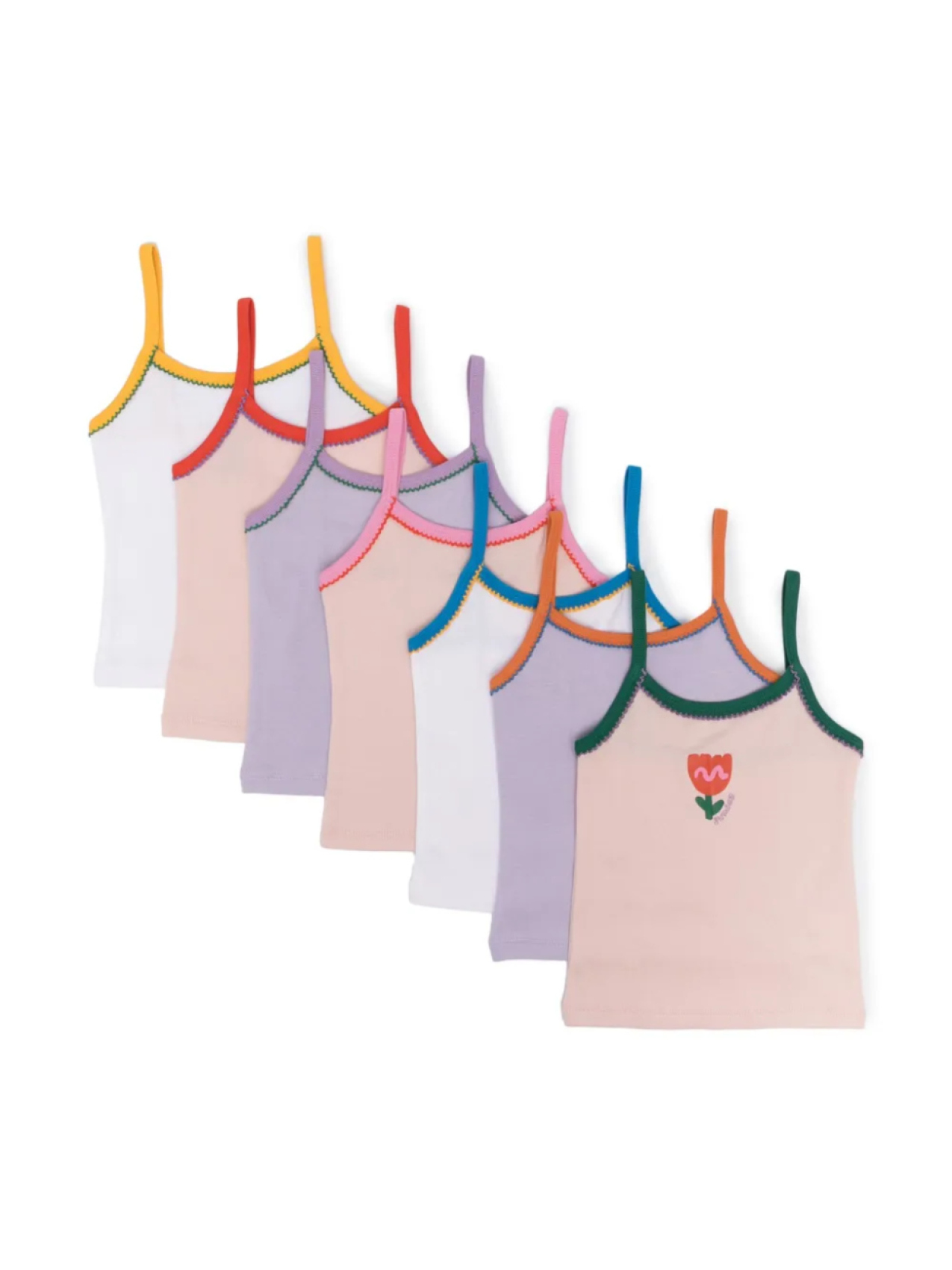 

Stella McCartney Kids комплект из семи топов с графичным принтом, белый