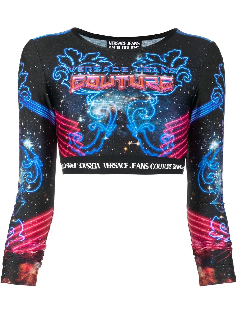 

Укороченный топ с логотипом Versace Jeans Couture, синий