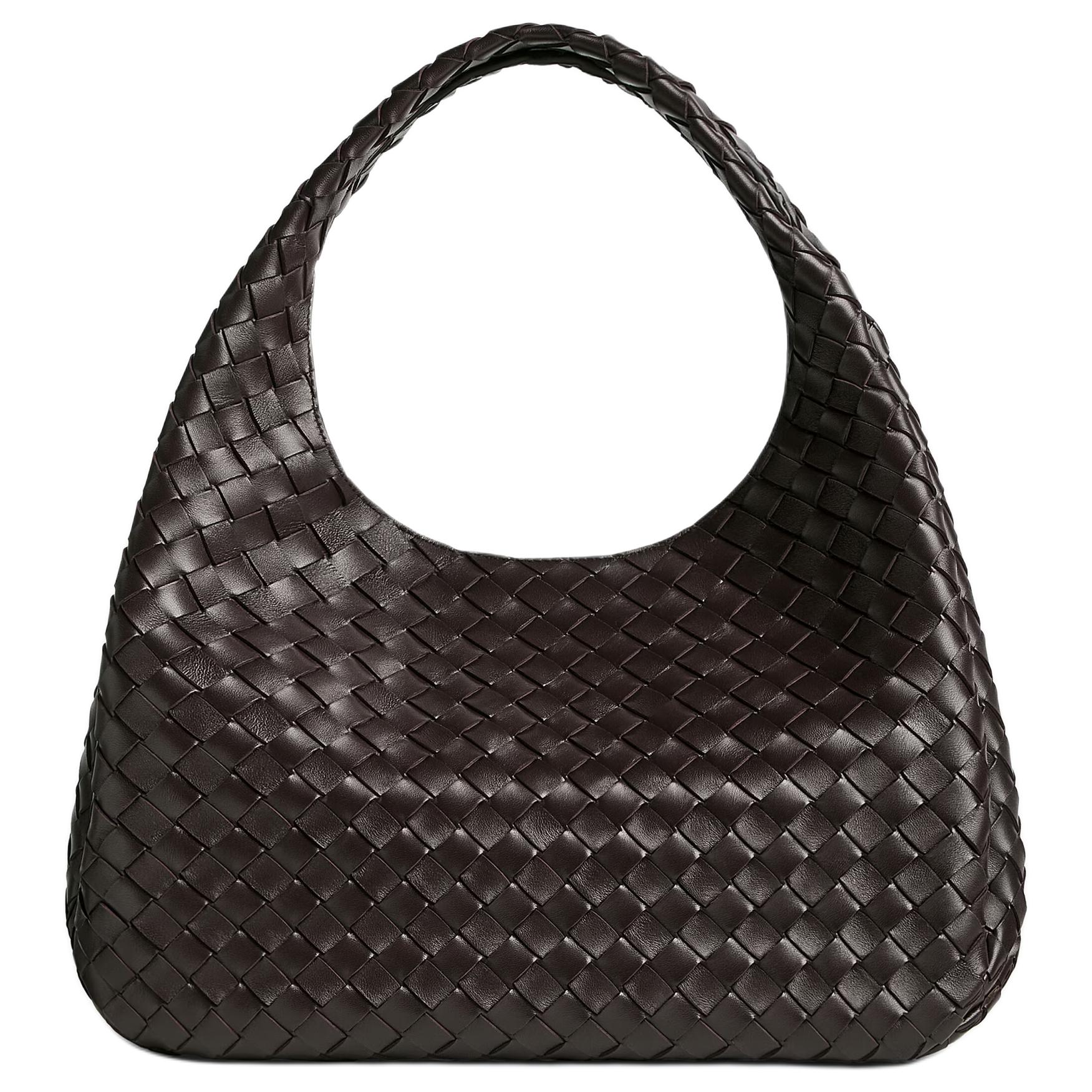 

Bottega Veneta Большая женская сумка из ягненка кофейного цвета