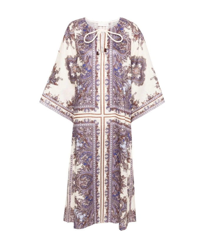 

Фиолетовое платье для женщин AW24 Zimmermann, мультиколор