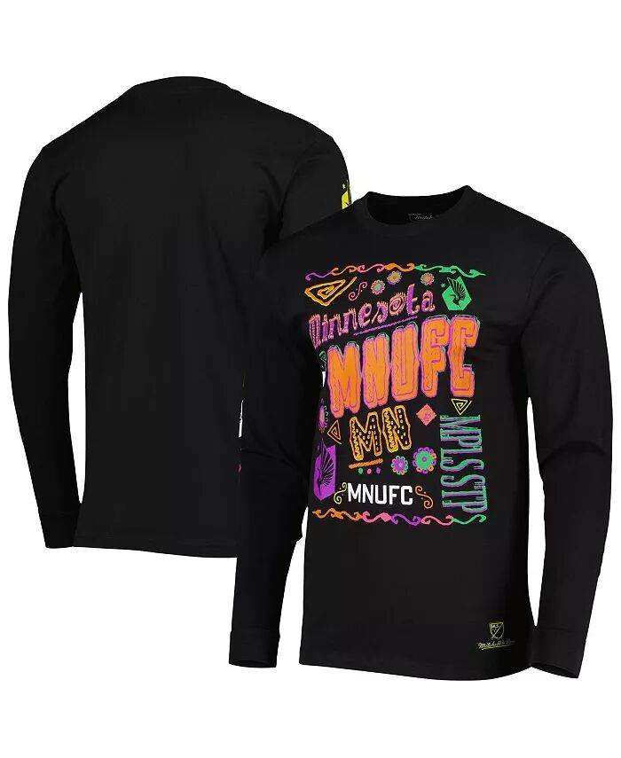

Мужская черная футболка Minnesota United FC Papel Picado с длинным рукавом Mitchell & Ness