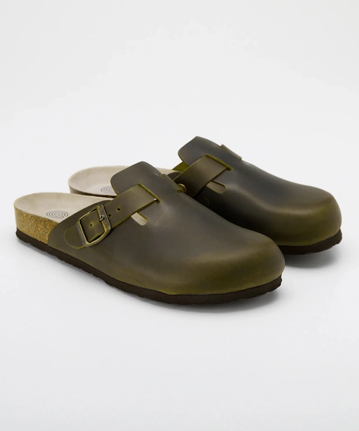 Унисекс клоги из кожи с кожаной подкладкой RIVA GENUINS khaki