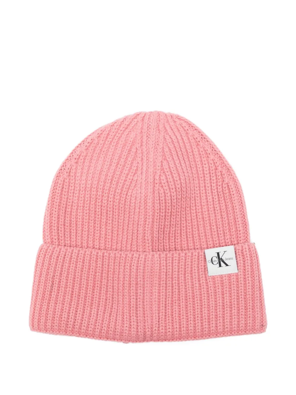 

Шапка бини в рубчик с логотипом Calvin Klein Kids, розовый