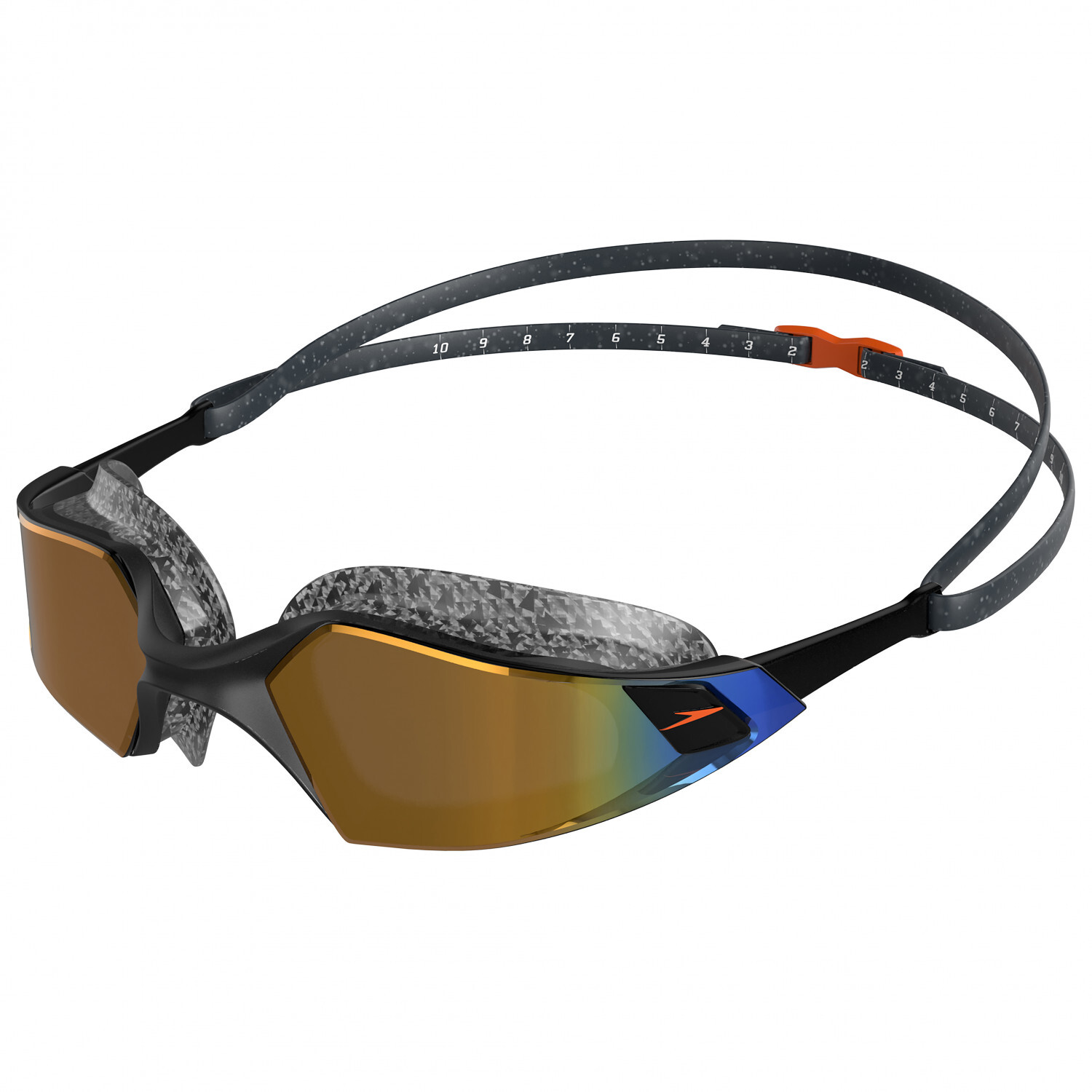 

Очки для плавания Speedo Aquapulse Pro Mirror, цвет Oxid Grey/Black/Orange Gold
