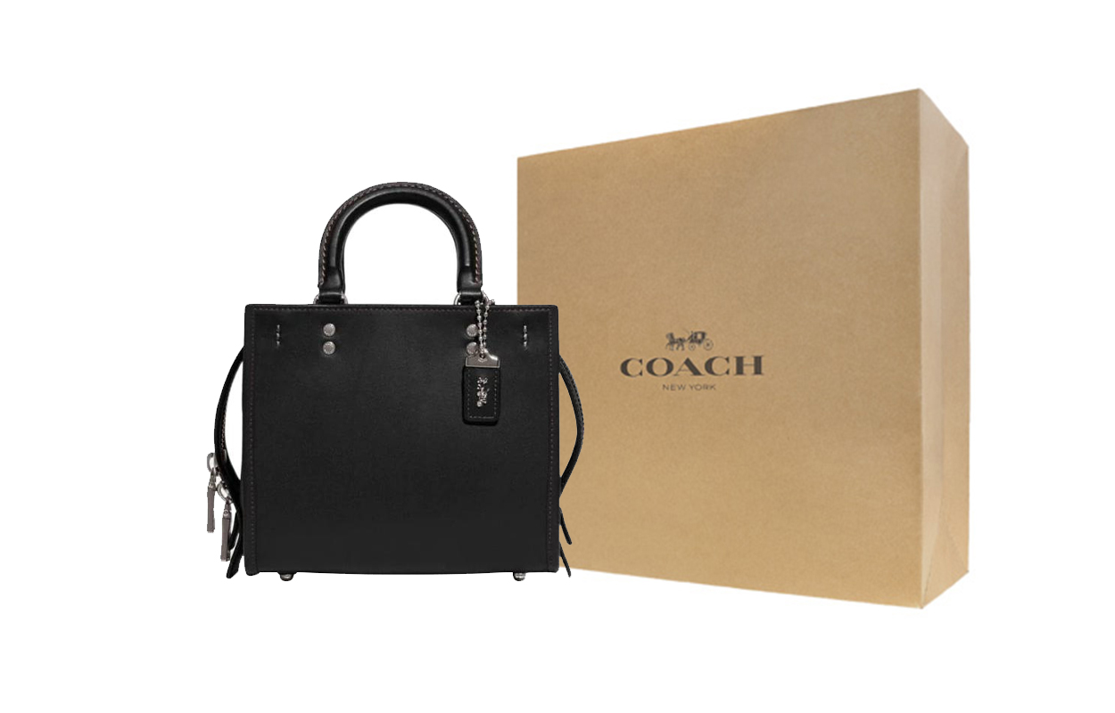 

COACH Кожаная сумка Rogue через плечо, кроссбоди, маленькая женская сумка черная