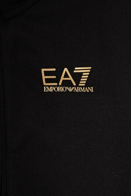 Спортивный костюм из хлопка EA7 Emporio Armani, черный — фото 3