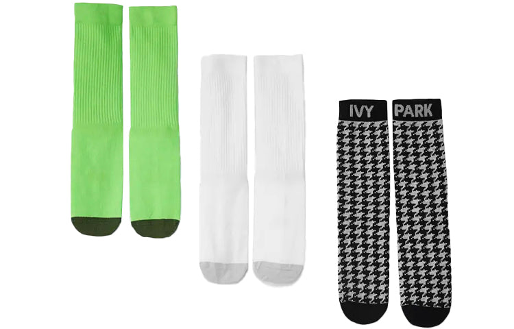 Носки adidas originals x IVY PARK Crossover Contrasting Colors Logo Sports Mid Calf Socks 3 Pairs White / Gray / Green HM2598 — фото 2