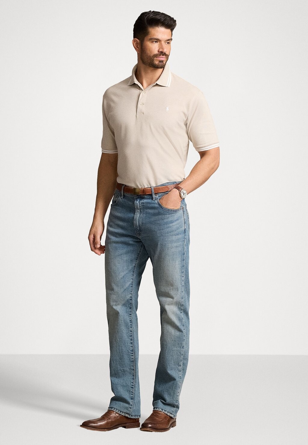 

Рубашка поло STRETCH MESH POLO SHIRT Ralph Lauren, цвет Coastal Beige/White