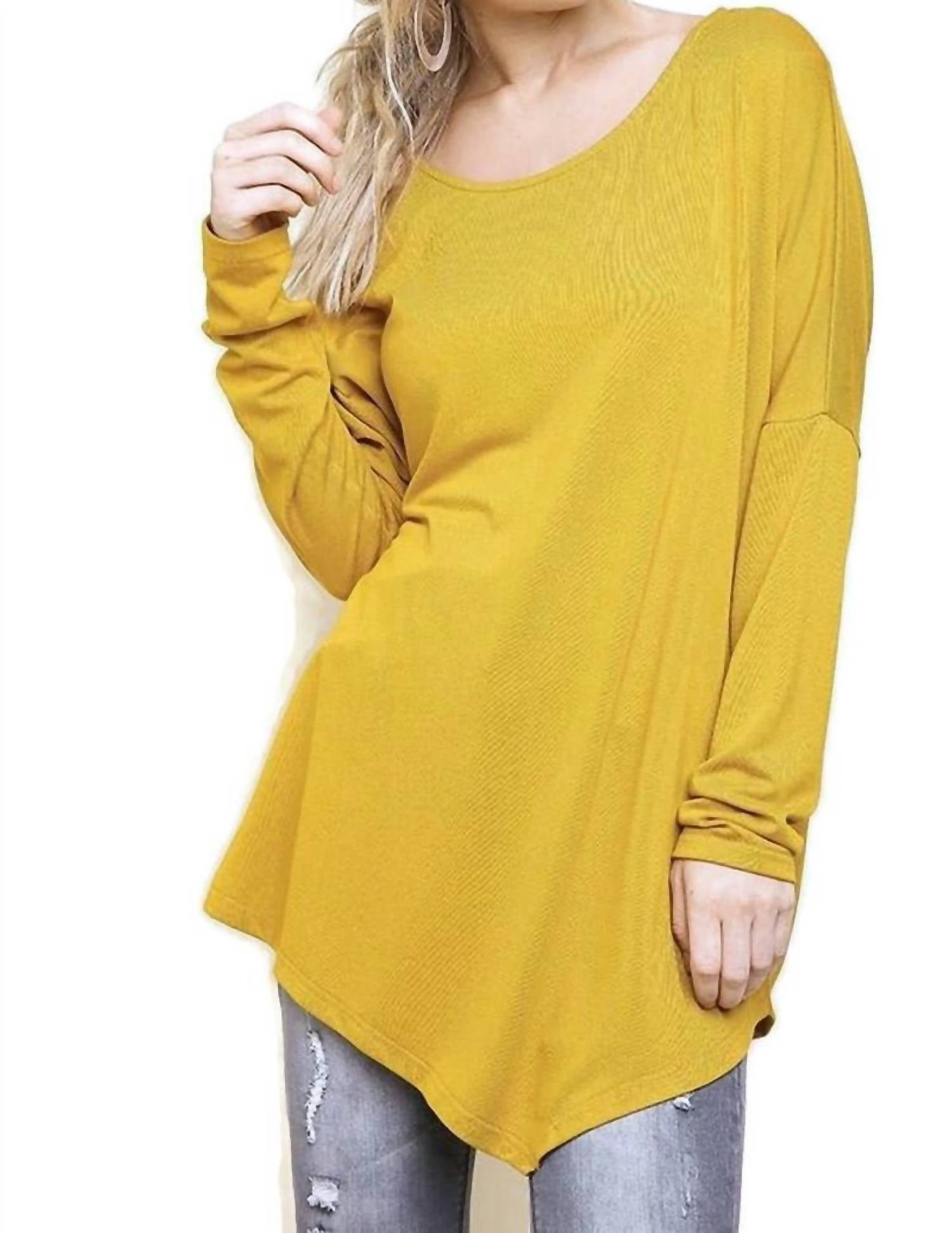 

Асимметричный топ с длинными рукавами горчичного цвета umgee, цвет mustard
