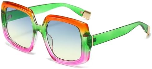 

Винтажные квадратные солнцезащитные очки 2027 года, разноцветные, для женщин, модные градиентные, с защитой от УФ-излучения UV400, для мужчин, в стиле панк MTZJH, Orange Green Purple