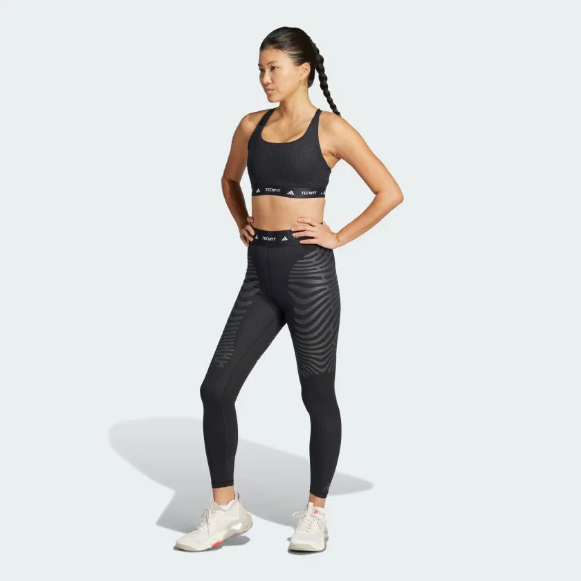 Женский бюстгальтер adidas Techfit Control средней поддержки, черный — фото 4