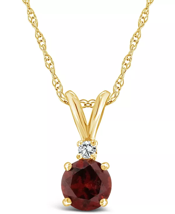 

Ожерелье с подвеской из граната (5/8 карата) и бриллиантов, желтое золото 14 карат или белое золото 14 карат Macy'S, gold