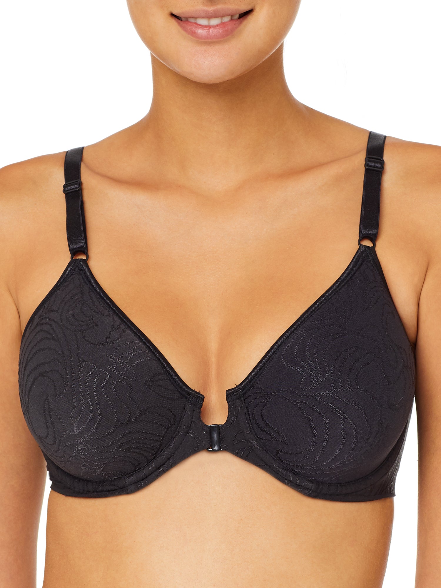 

Бюстгальтер-футболка с застежкой спереди от Bali Women's Comfort Revolution, черный