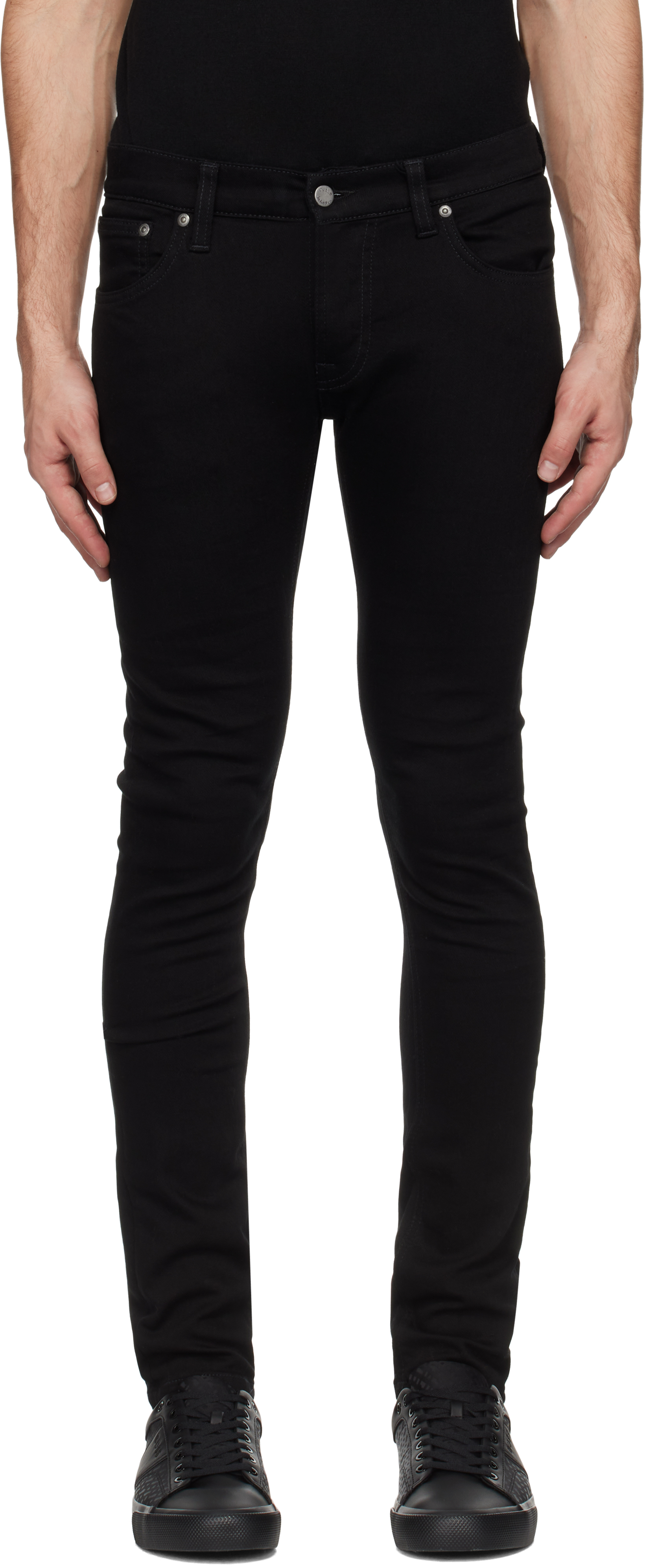 

Черные узкие махровые джинсы Nudie Jeans, Everblack