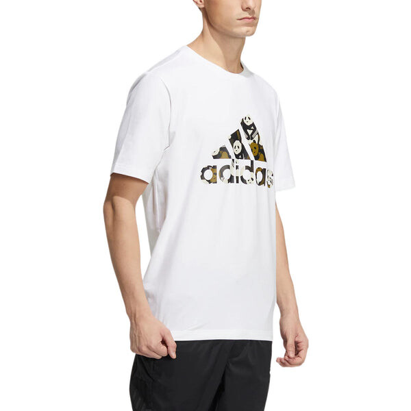 Футболка adidas Solid Color Logo Athleisure Casual Sports Short Sleeve Unisex White, мультиколор — фото 4