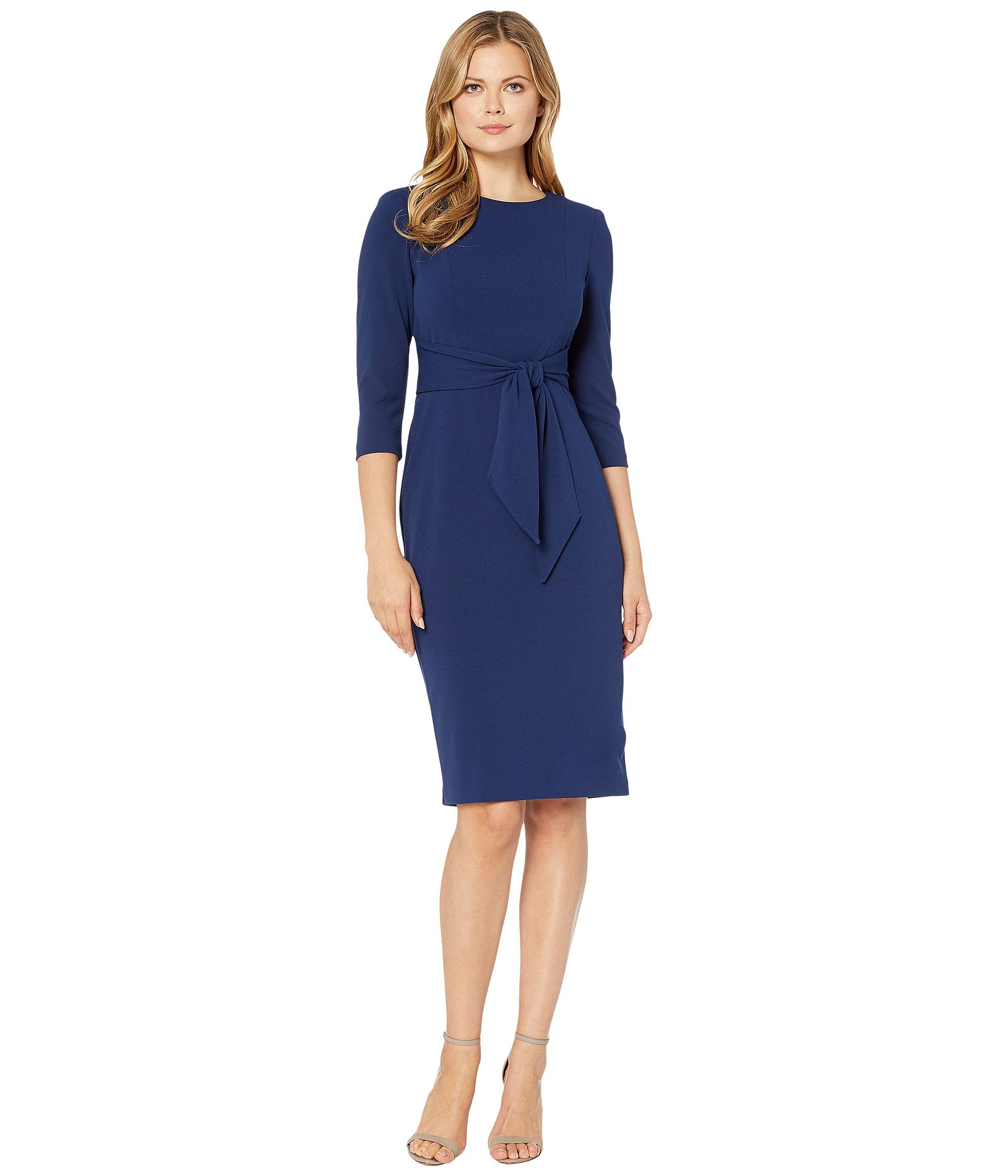 

Платье Adrianna Papell Knit Crepe Tie Waist Sheath Dress, цвет Navy Sateen