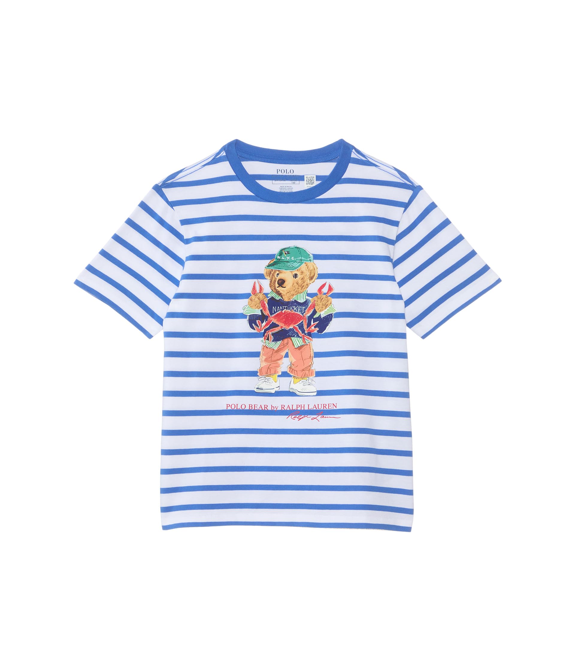 

Футболка Polo Ralph Lauren Kids Polo Bear Striped Cotton Jersey Tee, цвет SP25 Scottsdale Blue/White Bear