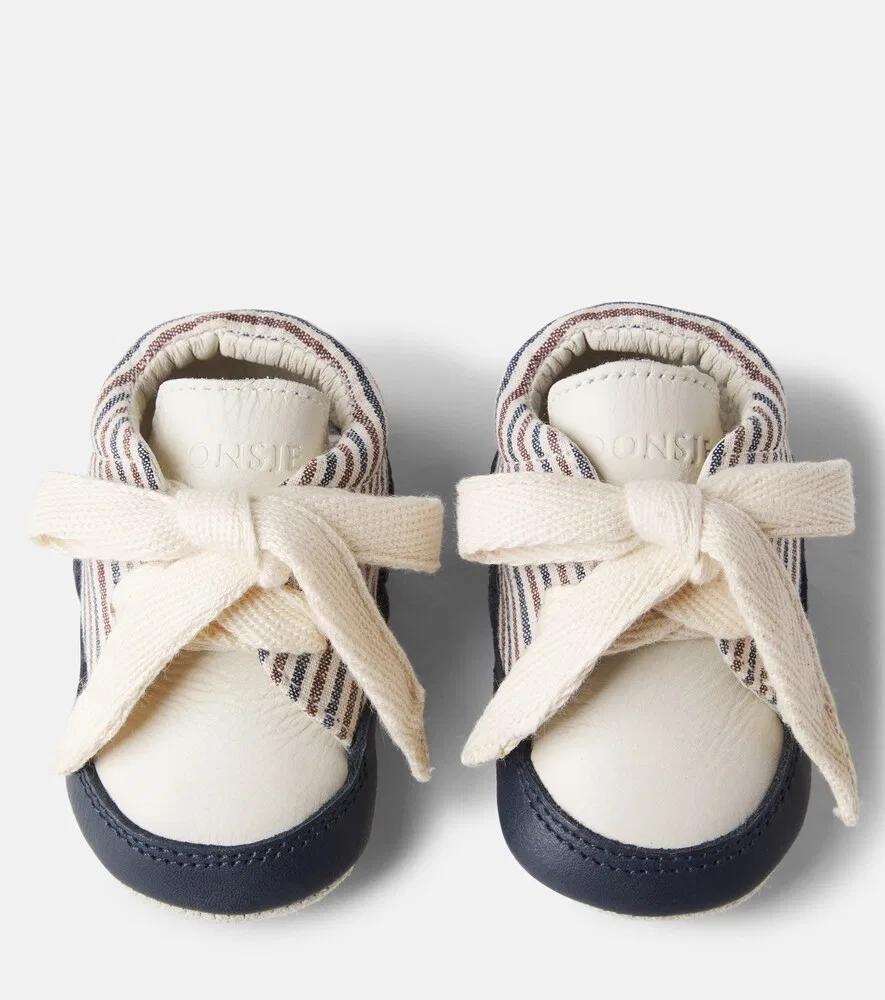 Детские полосатые пинетки Baby Pluksel с кожаной отделкой Donsje, мультиколор — фото 4
