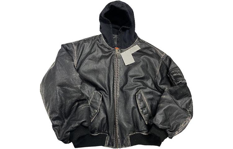 

Undermycar Мужская кожаная куртка, черная, с капюшоном, средней высоты