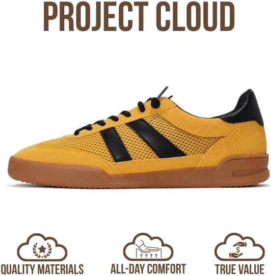Мужские кроссовки Project Cloud - стелька из пены с эффектом памяти - легкие и нескользящие повседневные туфли на шнуровке для мужчин - мужская повседневная мода (HIS VERDY), Mustard — фото 3