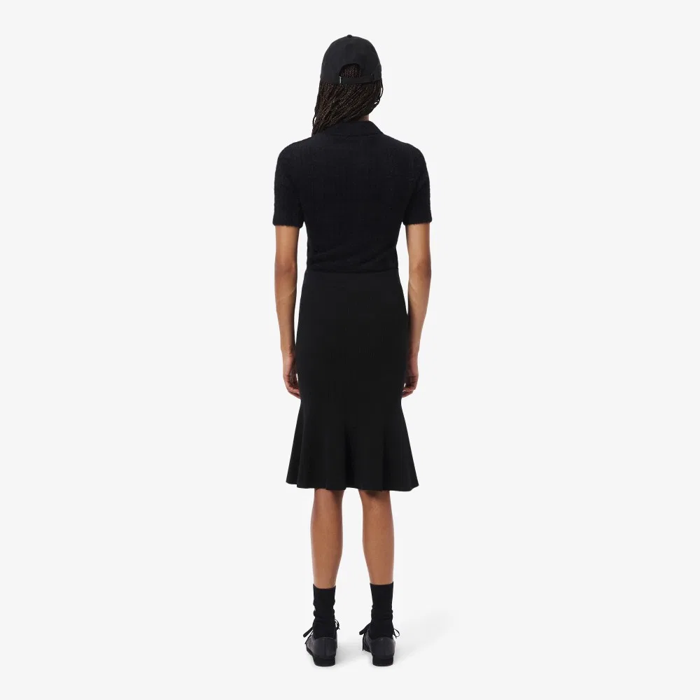 Юбка Lacoste миди расклешенная 3D-трикотаж, черная — фото 3