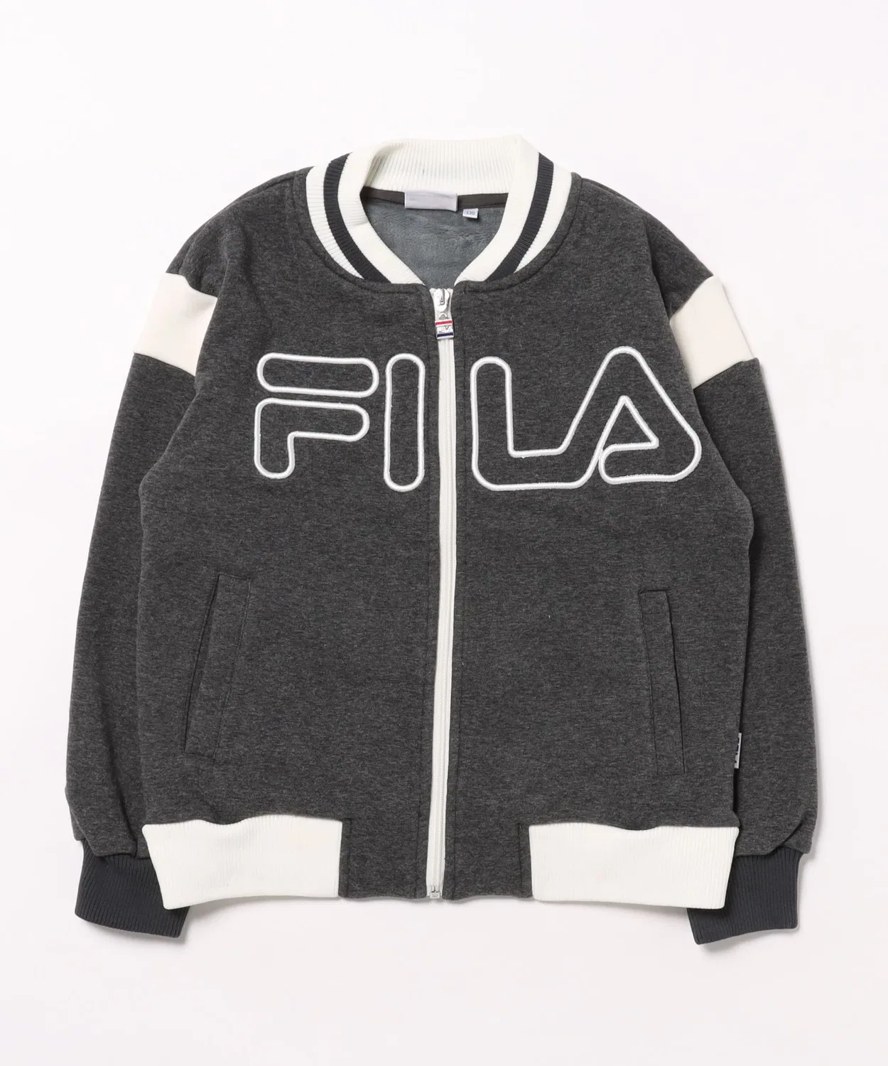 Куртка FILA с логотипом, детская, 130-160, угольно-серый