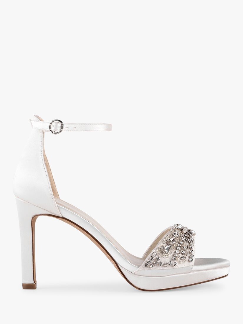 

Paradox London Enya Атласные босоножки на высоком каблуке и платформе с ремешком на щиколотке, цвет слоновой кости