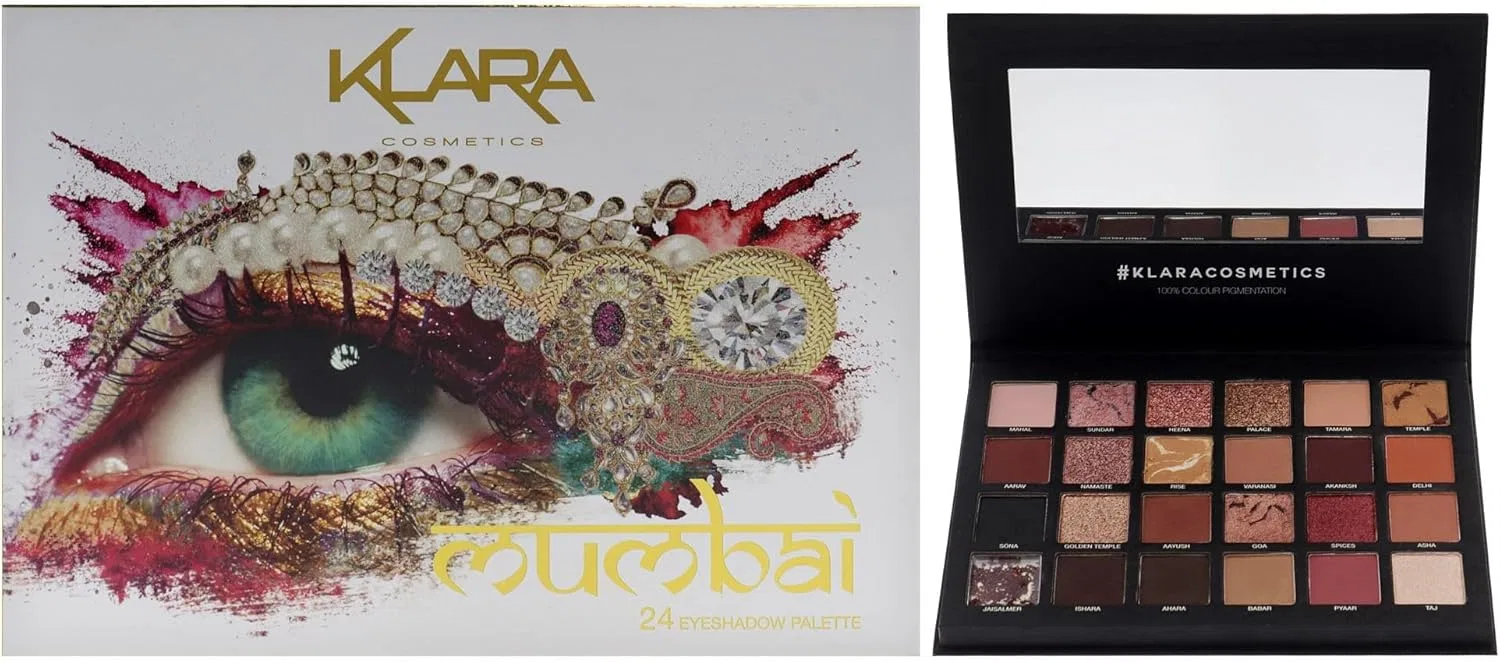 Палетка теней для век 24 оттенка Klara Cosmetics Mumbai