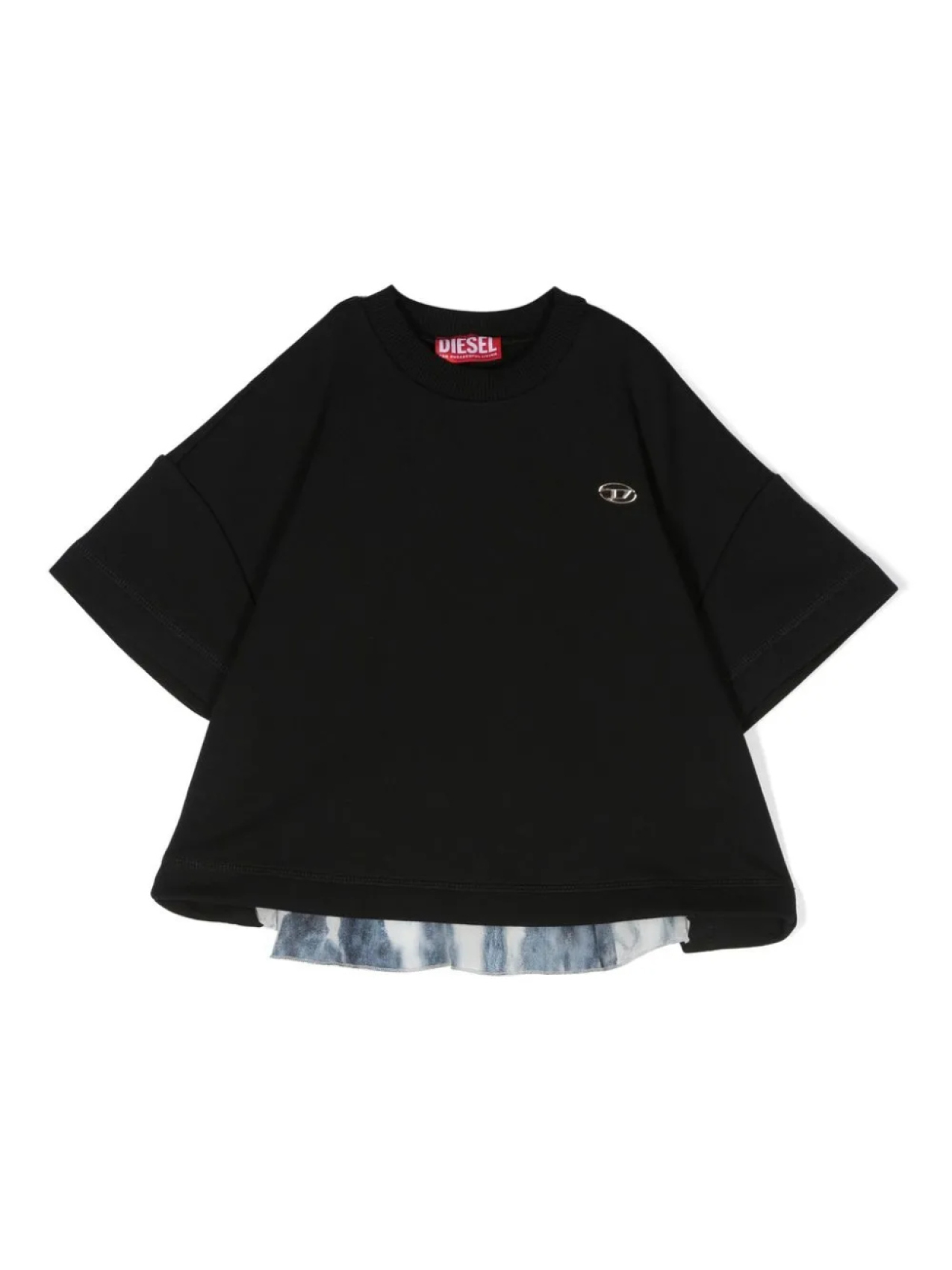

Футболка с контрастной вставкой и логотипом Diesel Kids, черный