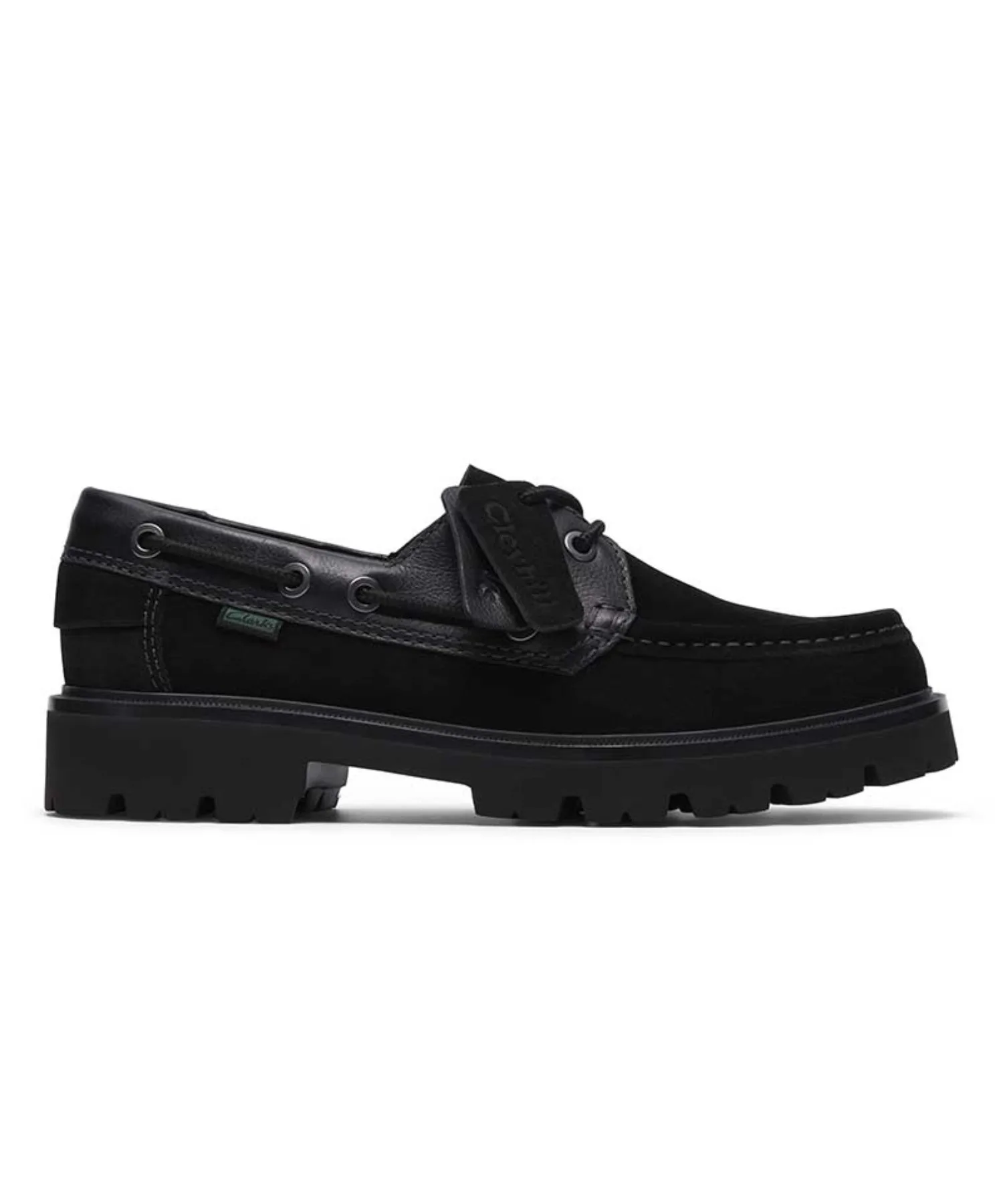 Мужские мокасины из натуральной кожи Cleyhill Boat Clarks черные
