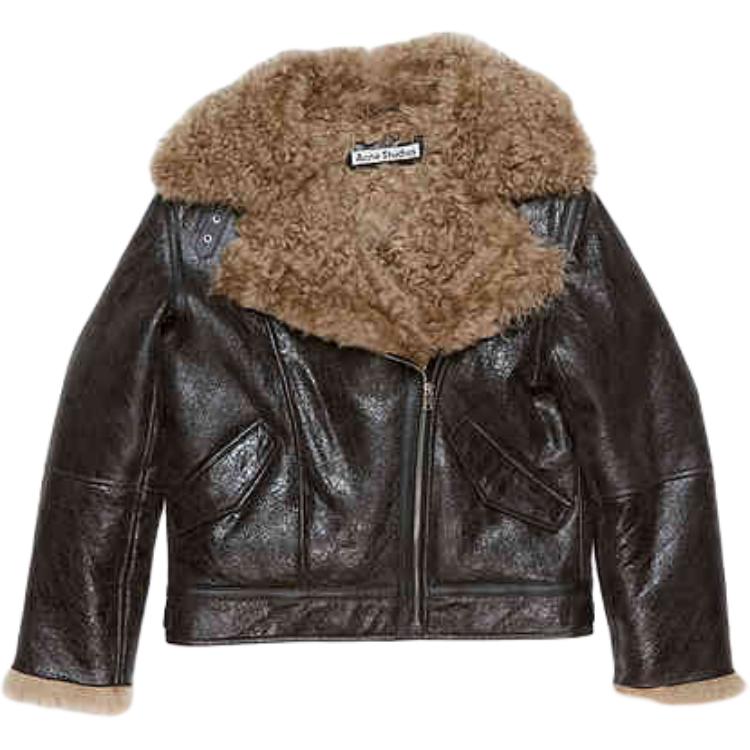 

Кожаная куртка с овчиной Acne Studios, темно-серый