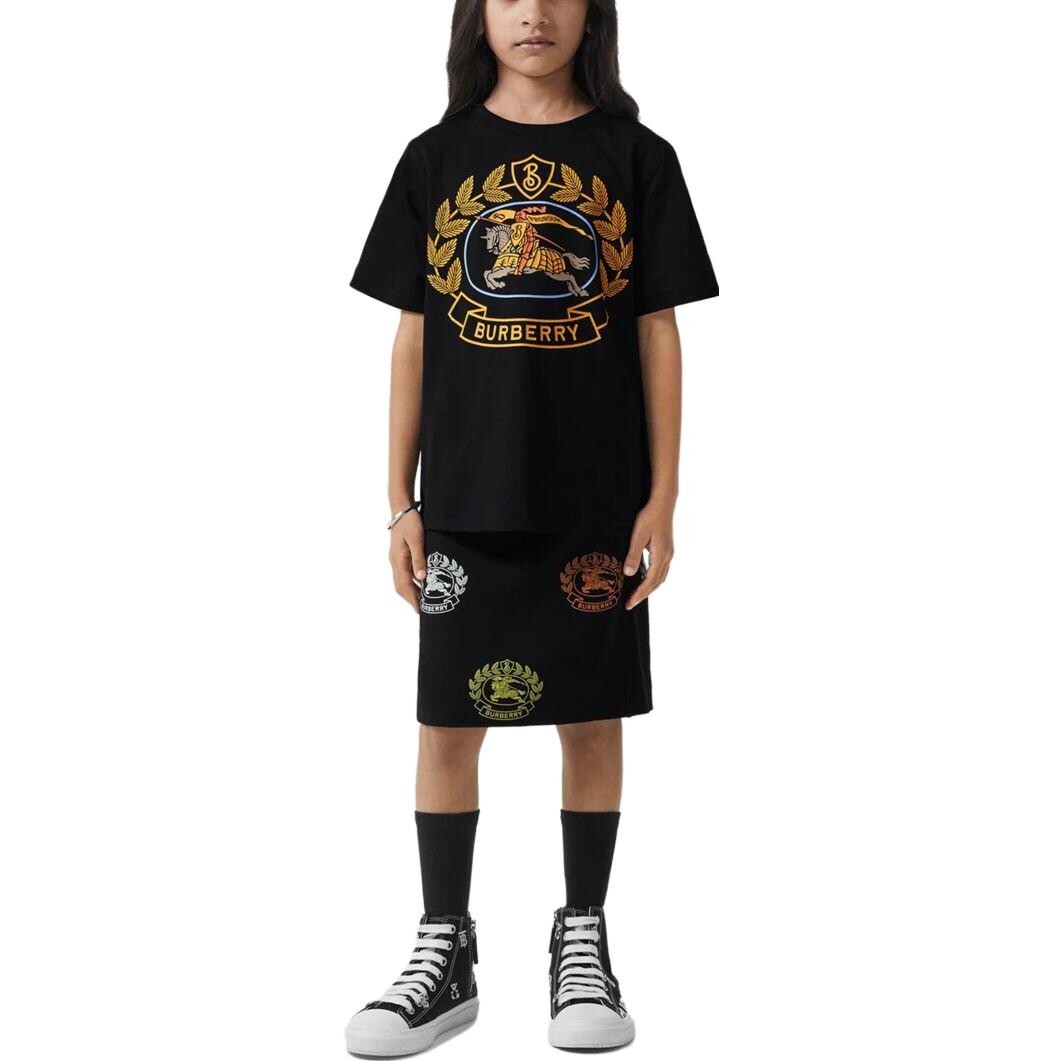 Burberry Kids Футболка с круглым вырезом и логотипом, цвет Black — фото 3