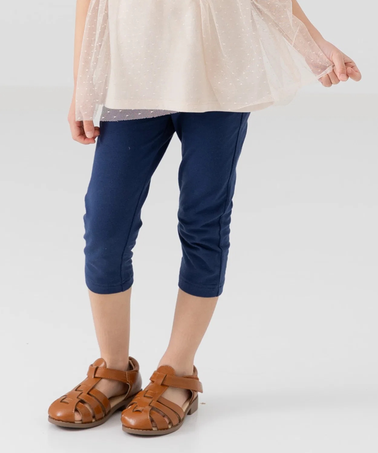Леггинсы 7/8 однотонные стрейч Cotton Blend Navy