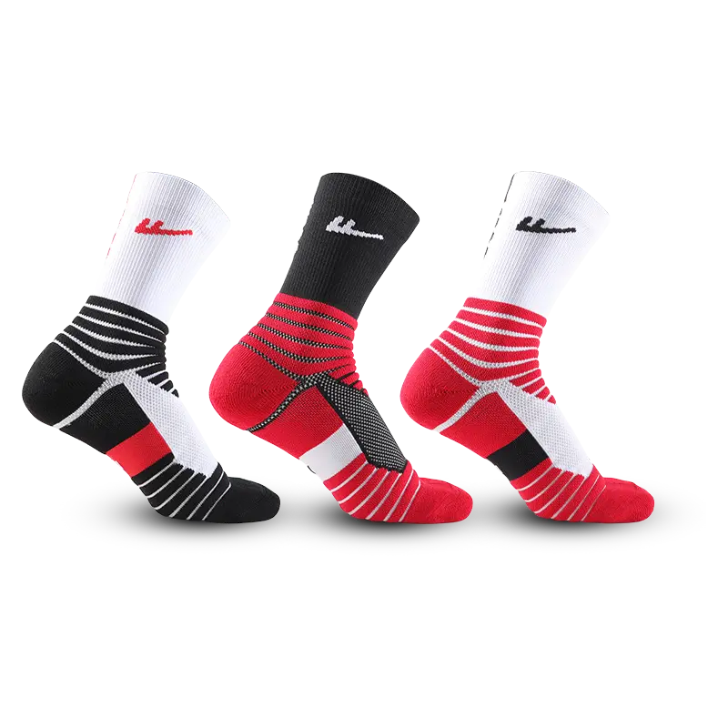 

Баскетбольные носки Warrior, унисекс, 3 шт, Purple Black+Colorful Blue White+Bright Red White